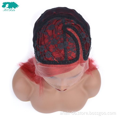 wholesale cheap fashion red ombre hair color wig pure raw indian temple hair wig